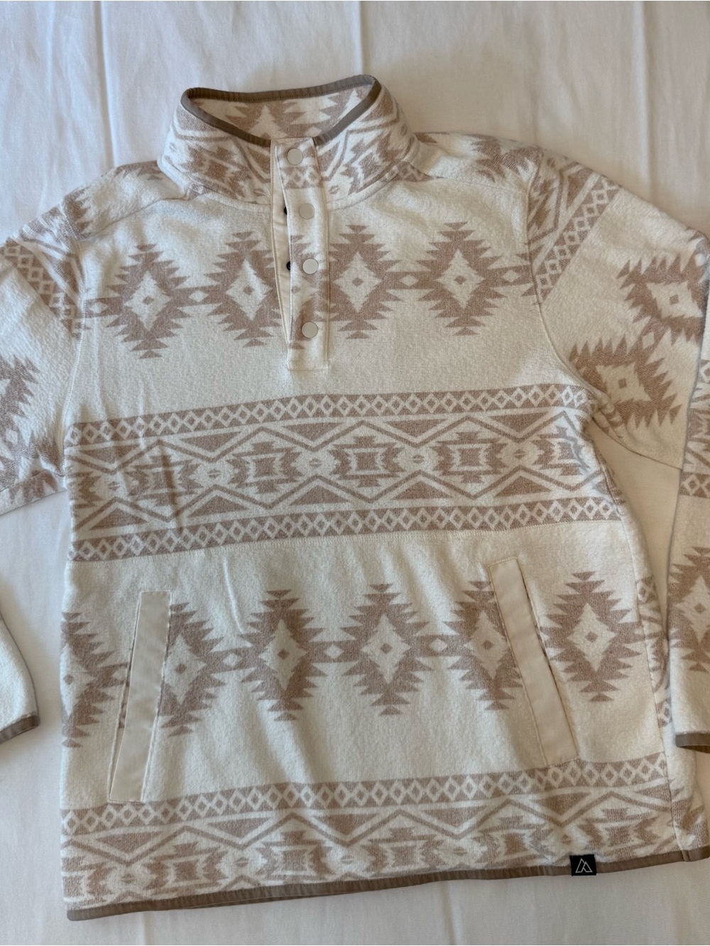 Alpine Design Cream & Taupe Aztec Snap Pullover
